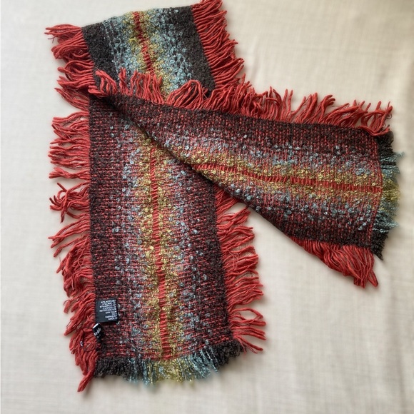 Guillaume de Mons Wool Blend Scarf, Multicolor, Fringes, Paris France - Picture 2 of 4